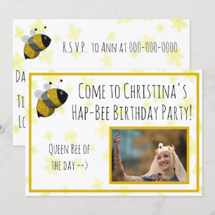 Invitación Cute Bumblebee amarillo y negro   Cumpleaños de Ha