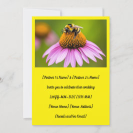 Invitación Cute Bumblebee Sobre El Boda Morado De La Flor De