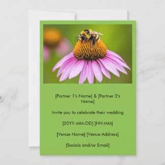 Invitación Cute Bumblebee Sobre El Boda Morado De La Flor De