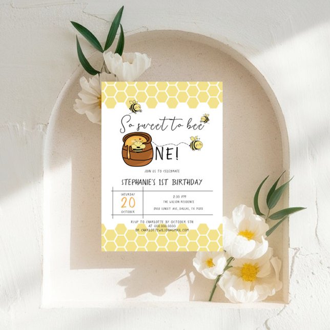 Invitación Cute Bumblebee Tan Dulce Para Ser Un Primer Cumple (Subido por el creador)