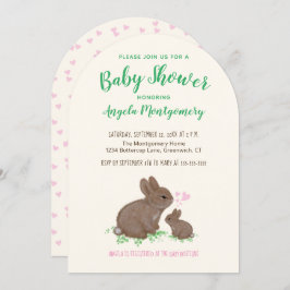 Invitación Cute Bunnies con Hearts Baby Shower
