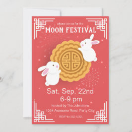 Invitación Cute Bunnies y Mooncake Festival de Mediados de Ot