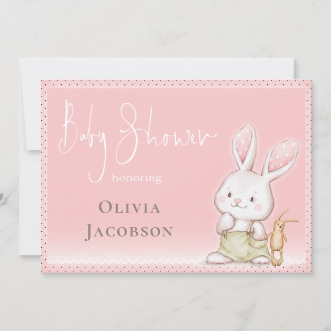 Invitación Cute Bunny Baby Shower (Anverso)