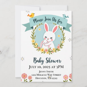 Invitación Cute Bunny Baby Shower