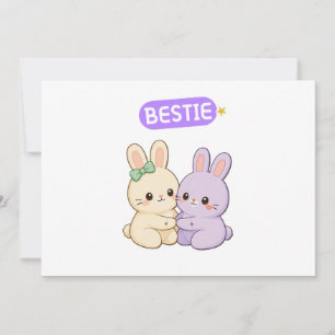 Invitación Cute Bunny Bestie – Friendship Card