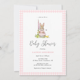 Invitación Cute  Bunny Blue Baby Girl Shower 