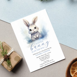 Invitación Cute Bunny Blue Winter Personalizado Baby Shower