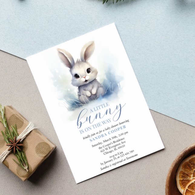 Invitación Cute Bunny Blue Winter Personalizado Baby Shower (Subido por el creador)
