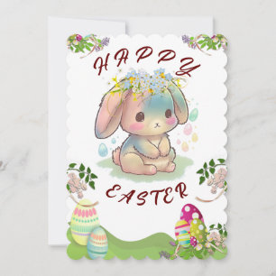 Invitación Cute Bunny Happy Easter card