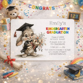 Invitación Cute Bunny Kindergarten Graduation Invitation