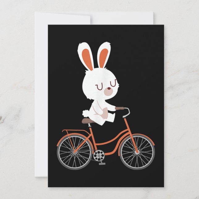 Invitación Cute Bunny On Bike Rabbit Cycling Bicycle Bunny (Anverso)