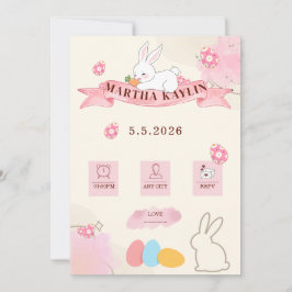 Invitación Cute Bunny Pastel Template Baby Shower