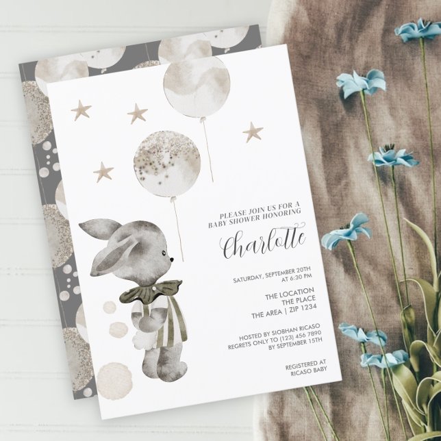 Invitación Cute Bunny Rabbit Baby Shower (Subido por el creador)