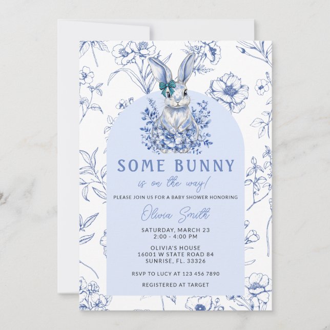Invitación Cute Bunny Rabbit Chinoiserie Baby Shower (Anverso)