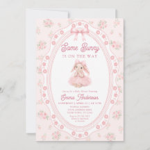 Cute Bunny Rabbit Pink Girl Baby Shower