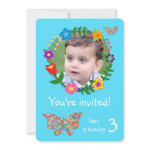 Cute Butterfly Flowers Boys Fiesta de Cumpleaños