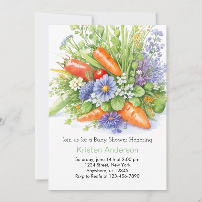 Invitación Cute Cabbage Parche Baby Shower (Anverso)