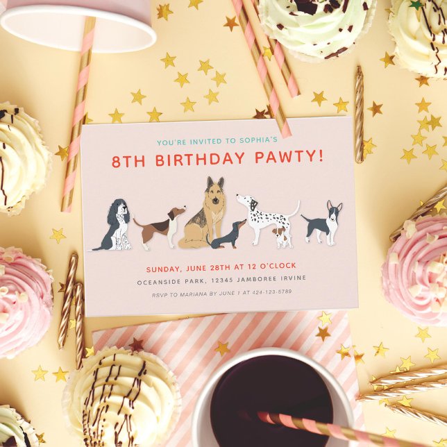 Invitación Cute cachorra fiesta de cumpleaños de perros infan (Subido por el creador)