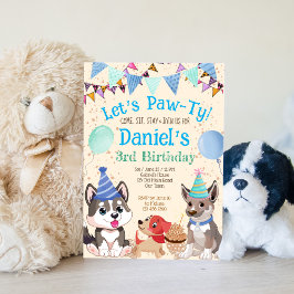 Invitación Cute cachorros fiesta de cachorros vamos a paw-ty