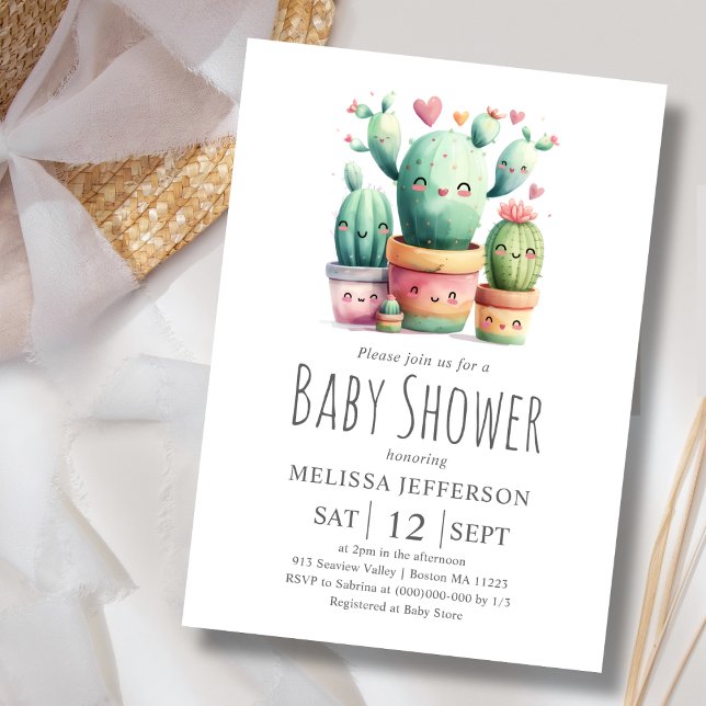 Invitación Cute Cactus Baby Shower (Subido por el creador)