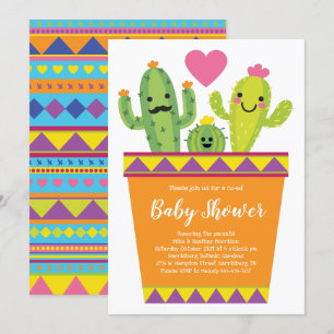 Invitación Cute Cactus Baby Shower Colorful Southwestern