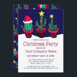 Invitación Cute Cactus Tree Lights Corporate Navidades<br><div class="desc">Esta encantadora, artística y divertida invitación a las fiestas de Navidades corporativos es perfecta para el evento festivo y alegre. Cuenta con un ilustracion de cactus decorados a mano, rojo, verde, negro y multicolor, que incluye guirnaldas, luces, adornos, bastón de caramelo, estrellas de tocador y un gorra de Santa Claus...</div>