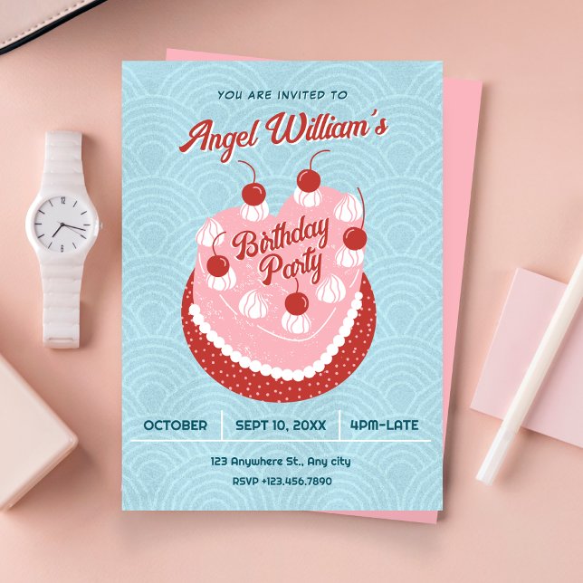 Invitación Cute cake heart birthday (Subido por el creador)