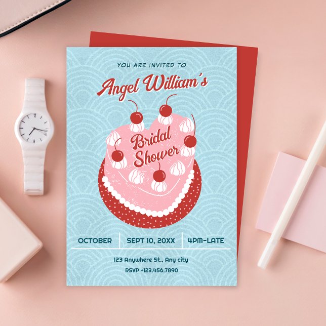 Invitación Cute cake heart bridal shower (Subido por el creador)