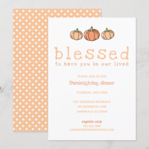 Invitación Cute Calabaza Bendita Polka Dots Acción de Gracias