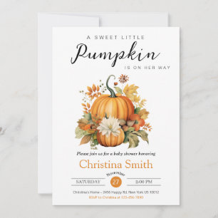 Invitación Cute Calabaza Girasol Género Neutral Baby Shower
