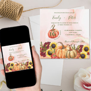 Invitación Cute Calabaza Otoño Sale De La Boda Caída Del Gira