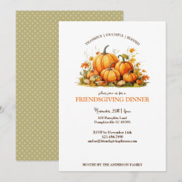 Invitación Cute Calabazas Acuarela Friendsgiving Día de Acció