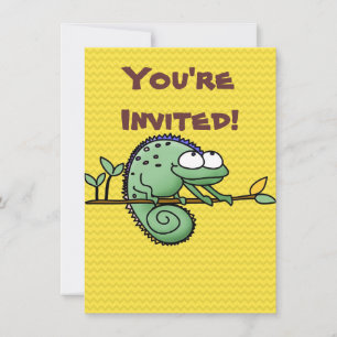 Invitación Cute Camaleón De Dibujos Animados Divertido Lagart