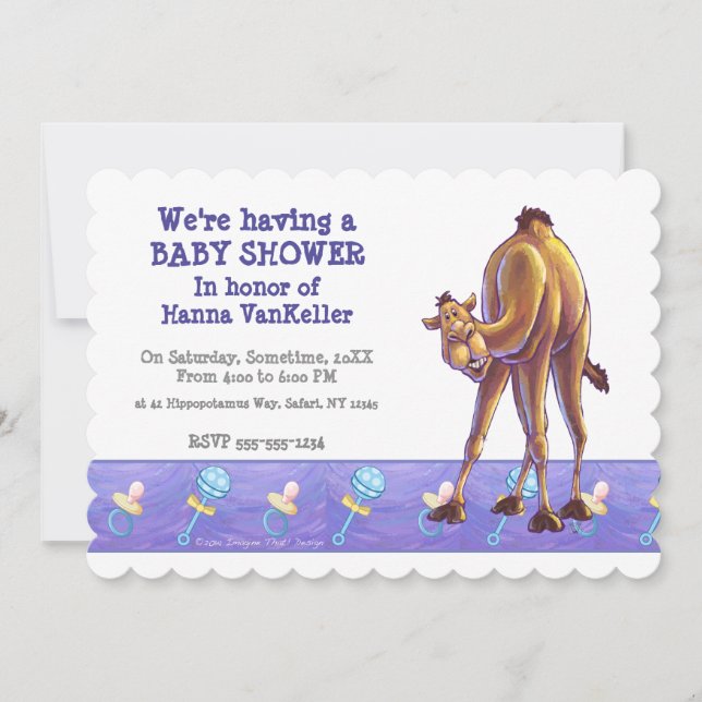 Invitación Cute Camel Baby Shower (Anverso)