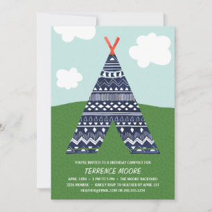 Invitación Cute Campout   Fiesta de cumpleaños para niños