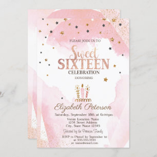 Invitación Cute Candles Stars Sweet 16