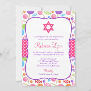 Invitación Cute Candy Bat Mitzvah
