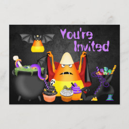 Invitación Cute Candy Corn Spooky Halloween Cumpleaños Invita