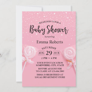 Invitación Cute Candy Pastel Baby Shower rosa