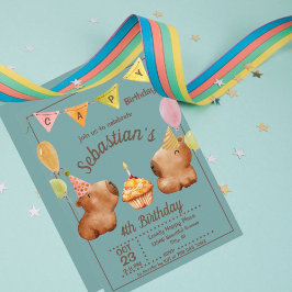Invitación Cute Capy Birthday Capybara Fiesta