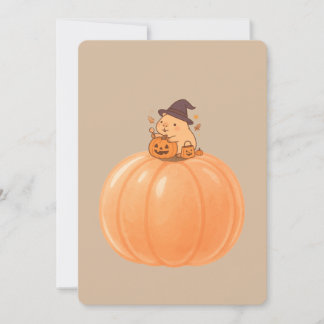 Invitación Cute Capybara Pumpkin Halloween Card
