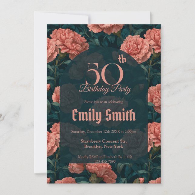 Invitación Cute Carnation Sparkle Boho Birthday (Anverso)
