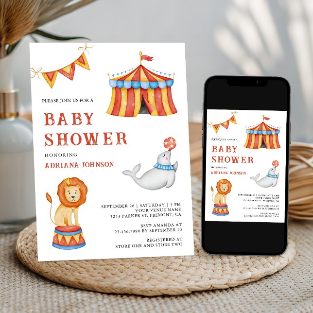 Invitación Cute Carnival Circus Baby Shower (Subido por el creador)