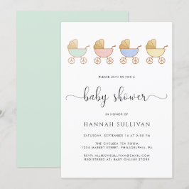 Invitación Cute Carriles Baby Shower