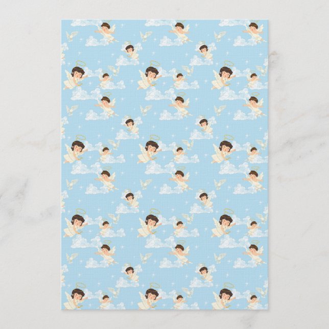 Invitación Cute Cartoon Angels And Doves Seamless Pattern (Anverso)