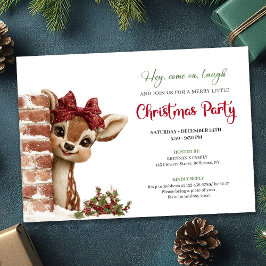 Invitación Cute Cartoon Baby Reindeer Funny Watercolor Party