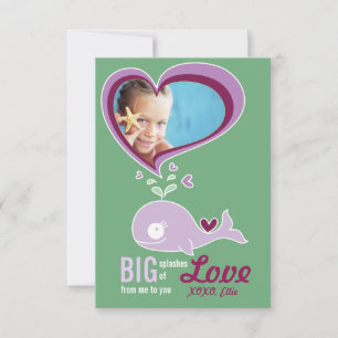 Invitación Cute Cartoon Ballena Niño Clase Día de San Valentí