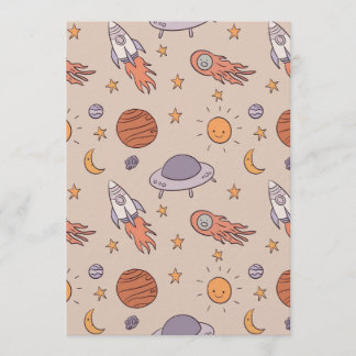 Invitación Cute Cartoon Outer Space Seamless Pattern Design