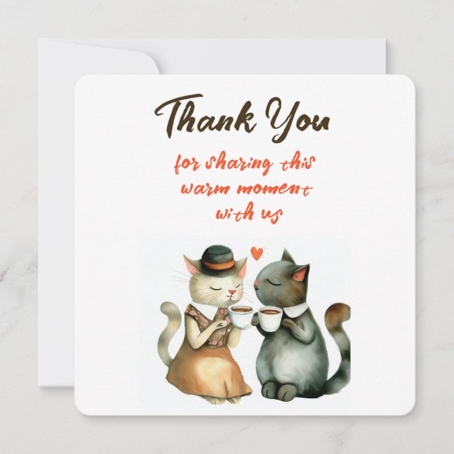 Invitación Cute Cat Couple Wedding Thank You (Anverso)