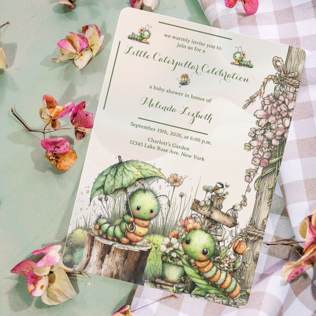 Invitación Cute Caterpillar Garden Baby Shower Invitation (Subido por el creador)